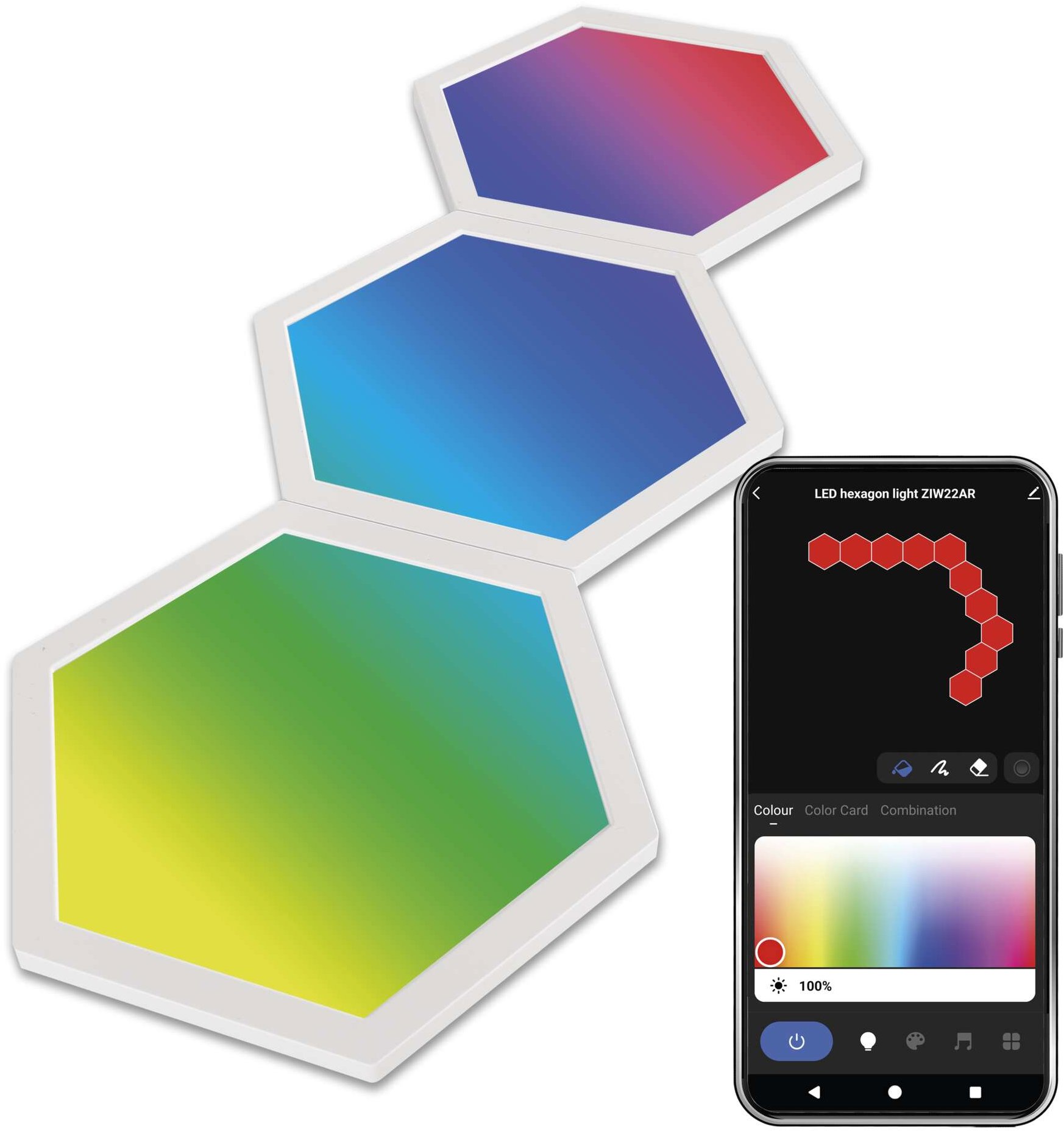 EMOS GoSmart LED Hexagon, rozšiřující sada, 3 díly, 1,8 W, RGBIC stmívatelné, Wi-Fi