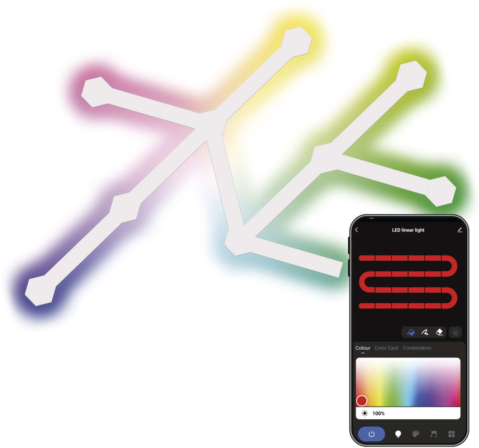 EMOS GoSmart LED Lines bílé, 9 dílů, 34 W, RGBIC stmívatelné, Wi-Fi