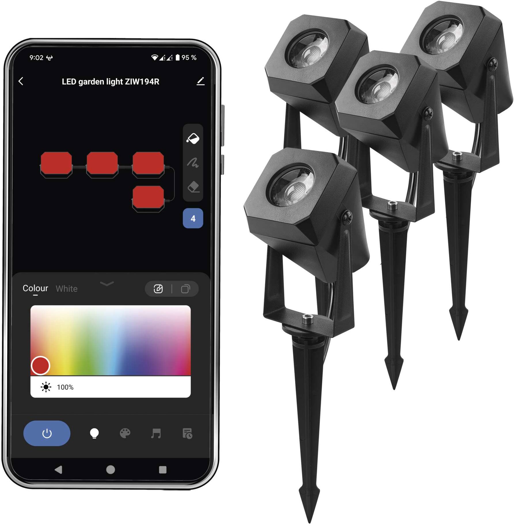 EMOS GoSmart LED bodové, startovací sada, 4 díly, 7 W, RGBIC stmívatelné, Wi-Fi