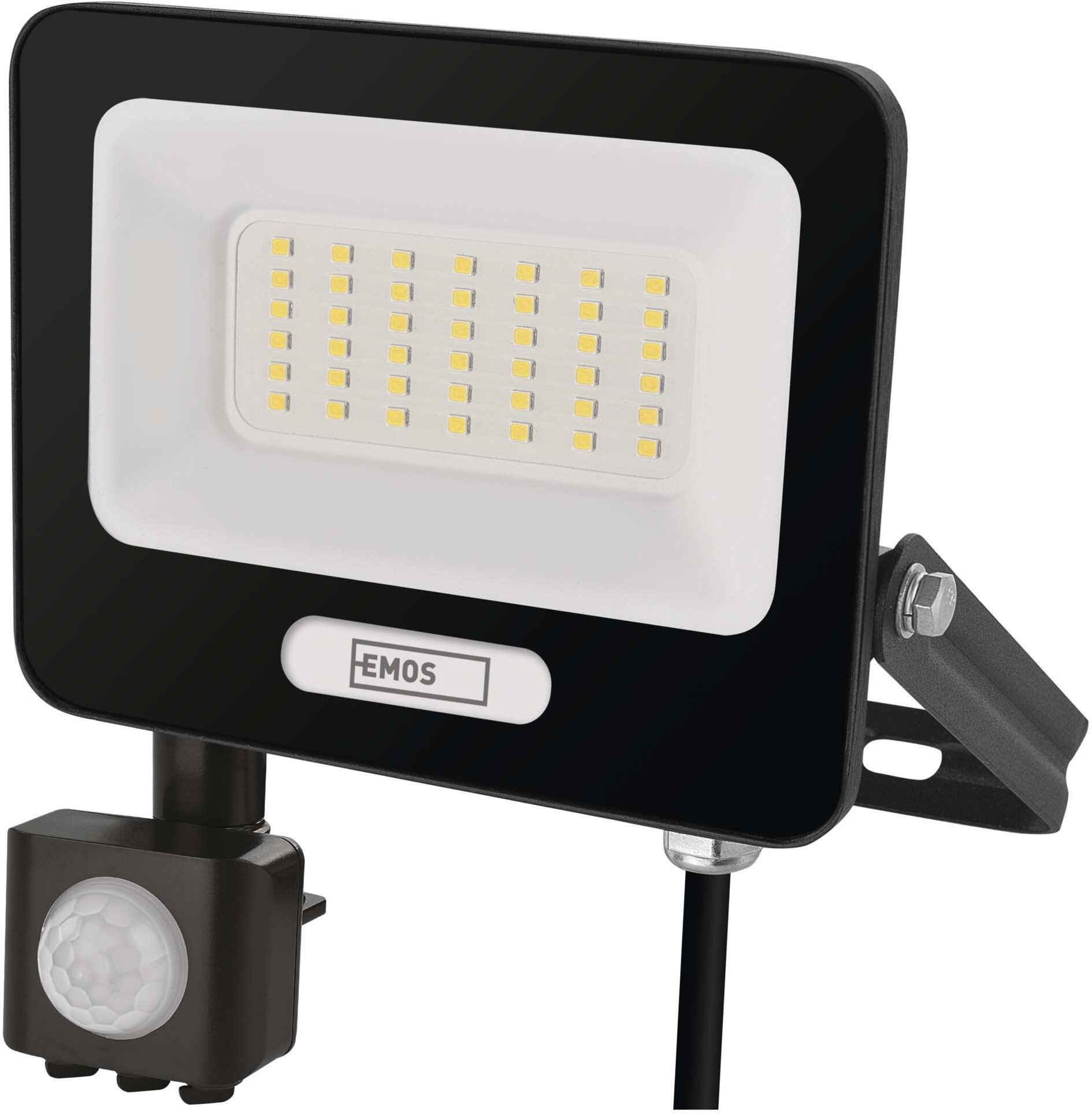 EMOS GLARO s pohybovým čidlem, 30 W, černý, IP54, 3000 lm, neutrální bílá