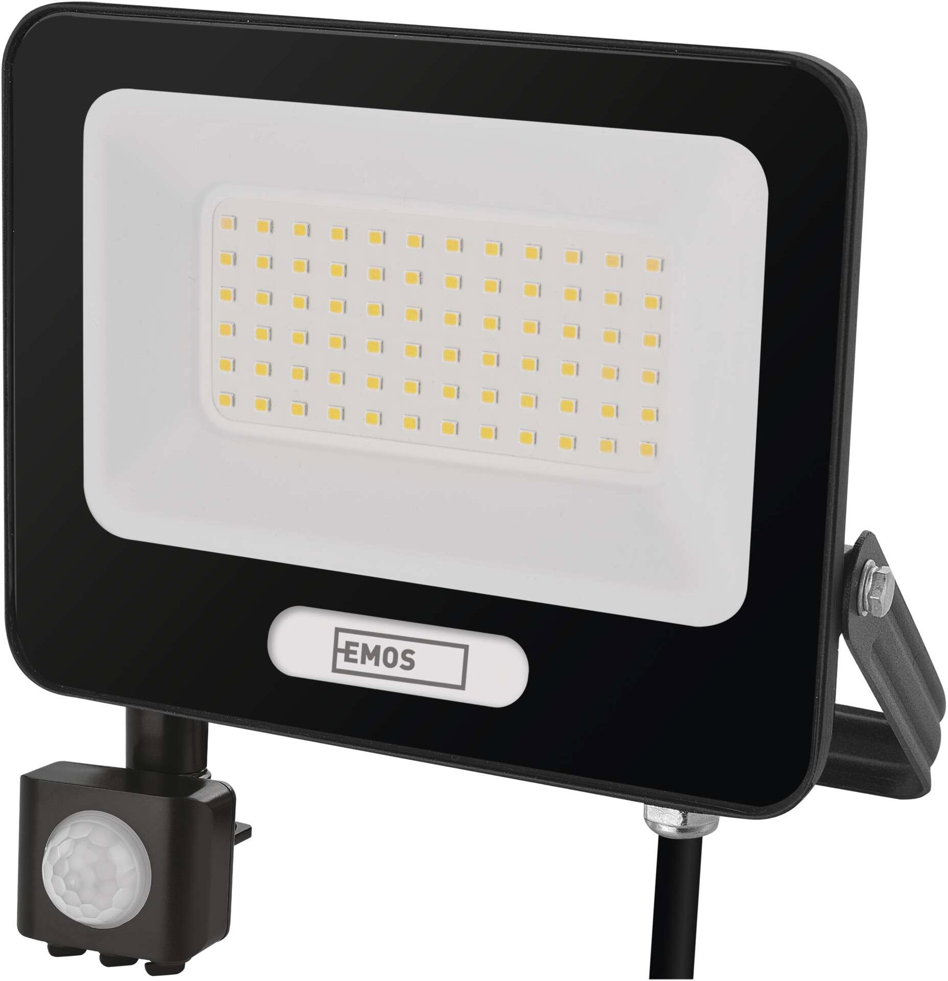 EMOS GLARO s pohybovým čidlem, 50 W, černý, IP54, 5000 lm, neutrální bílá