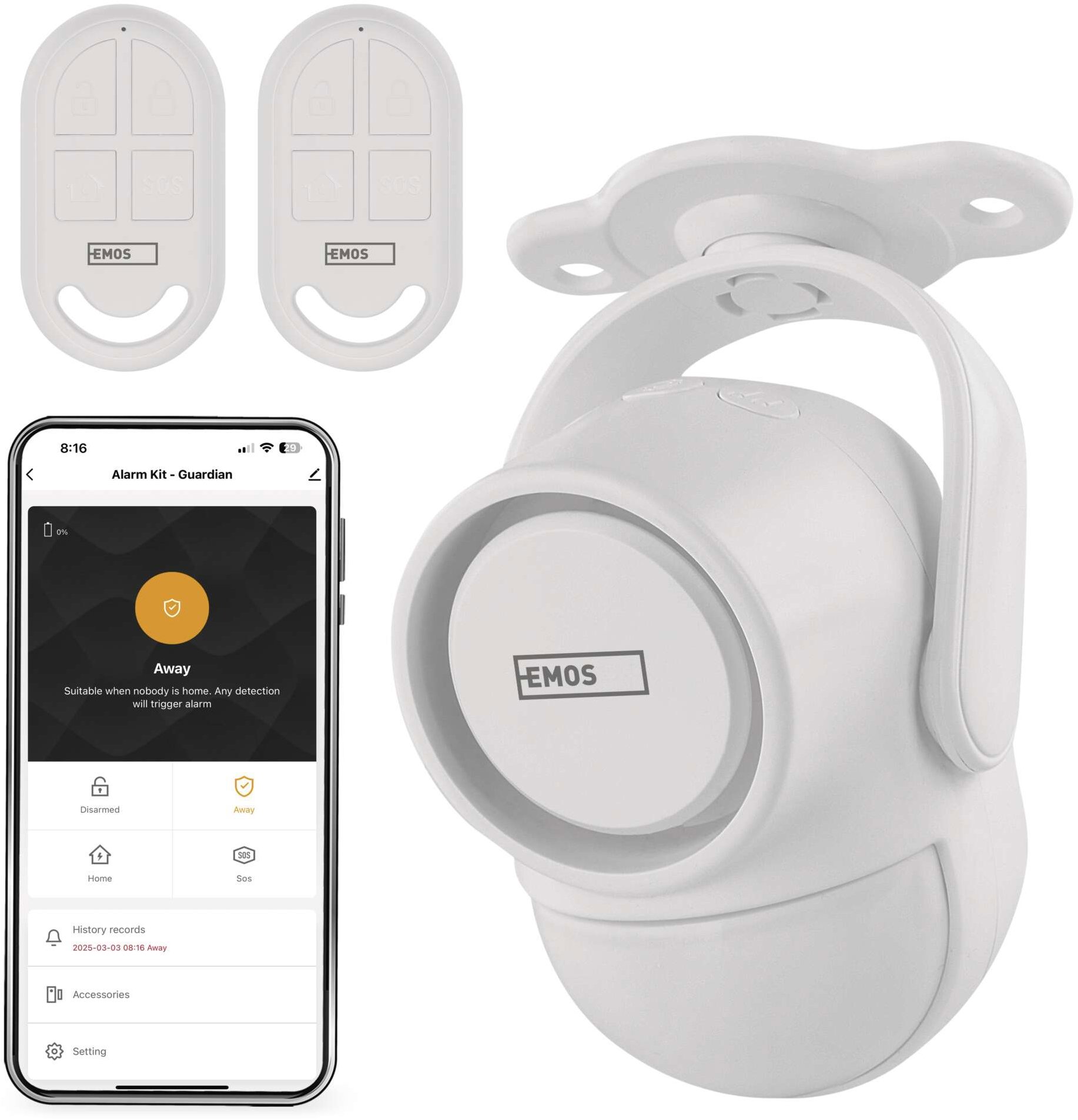 EMOS GoSmart IP-126L GUARDIAN s pohybovým čidlem, 6× dveřní/okenní senzor, WiFi