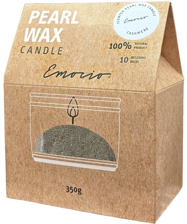 Emocio Sypaný vosk 350 g Cashmere + 10 ks knotů, vonná zelená