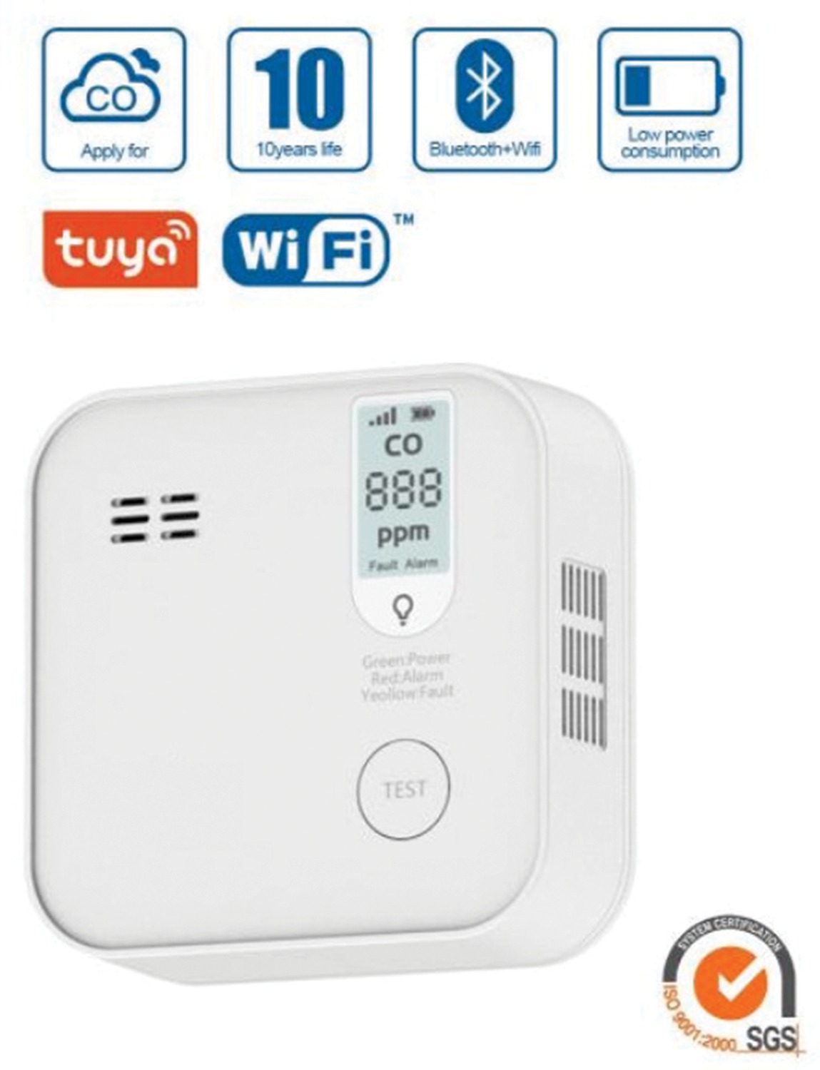Hütermann Tuya WiFi detektor oxidu uhelnatého