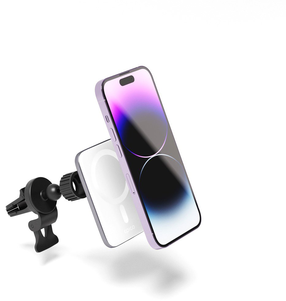 Epico ultratenká bezdrátová autonabíječka s podporou MagSafe - stříbrná/bílá