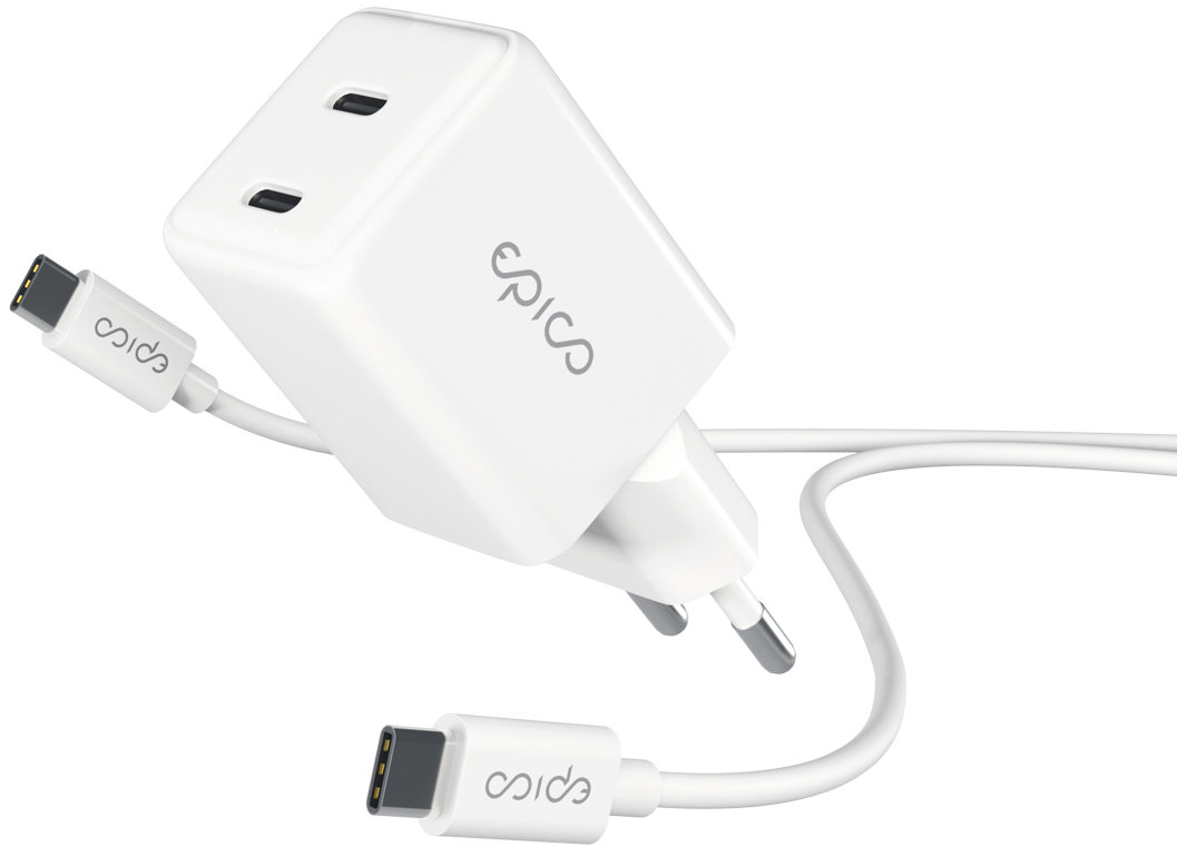 Epico UltraBoost GaN 35W síťový adaptér EA35 s 1,2m USB-C na USB-C kabelem - bílá