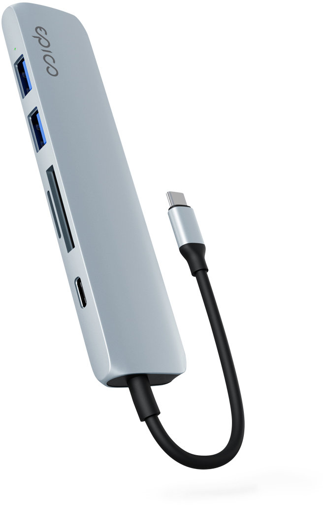 Epico 6v1 hliníkový hub 8K s USB-C konektorem - blankytně modrá