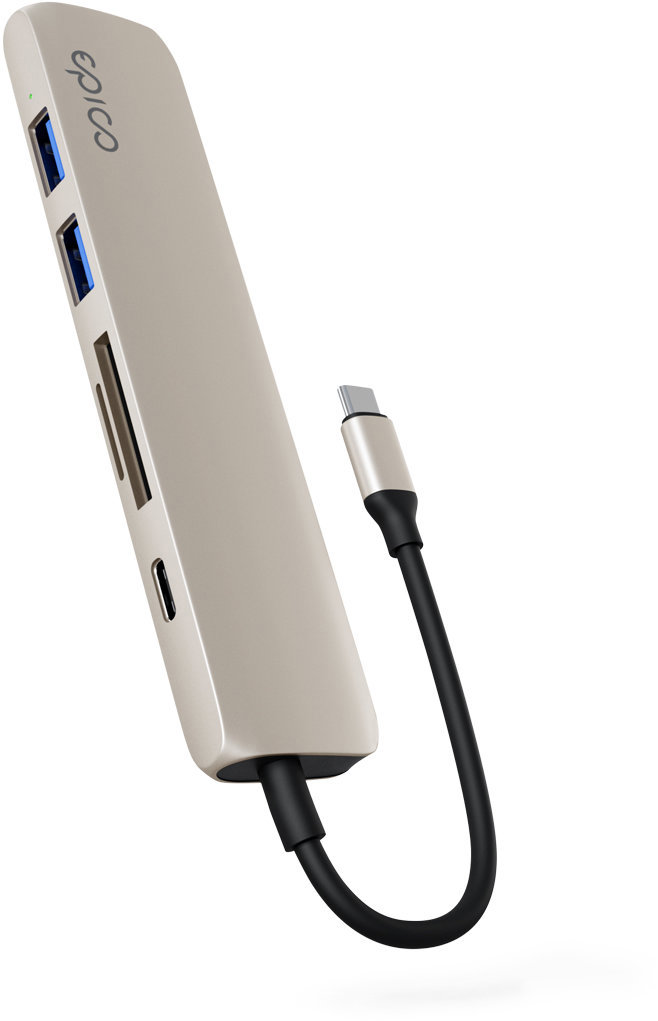 Epico 6v1 hliníkový hub 8K s USB-C konektorem - hvězdně bílá