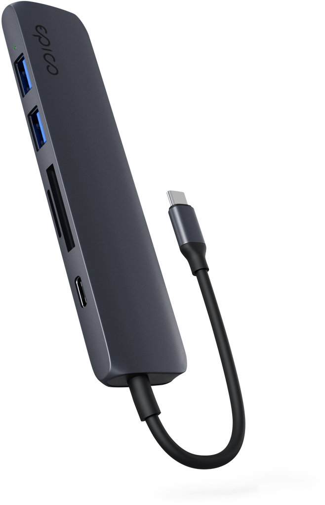 Epico 6v1 hliníkový hub 8K s USB-C konektorem - temně inkoustová