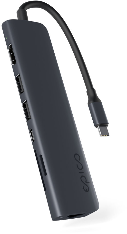 Epico 7v1 Pro Hub s 8K a USB-C konektorem - temně inkoustová