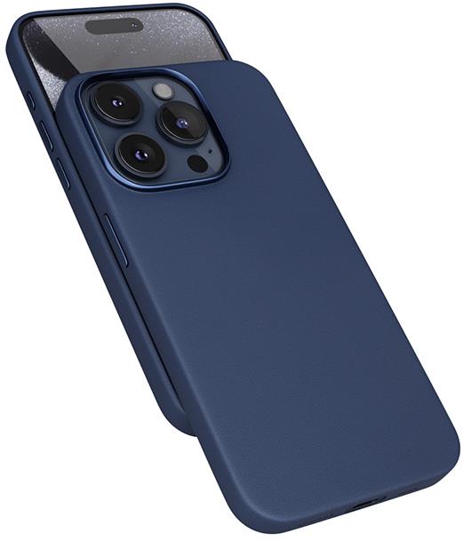 Epico Mag+ kožený kryt iPhone 15 Pro - modrý