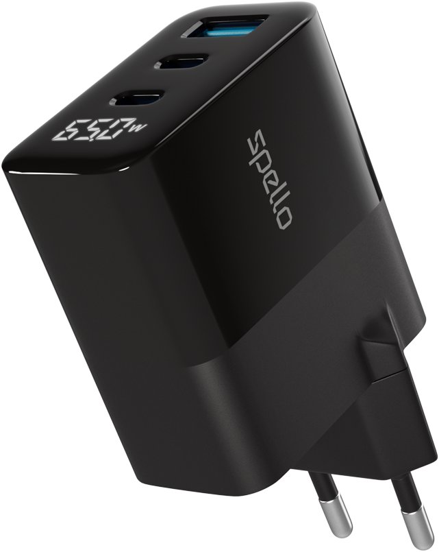 Spello ForceBoost Display GaN 65W síťový adaptér SA65 - černá