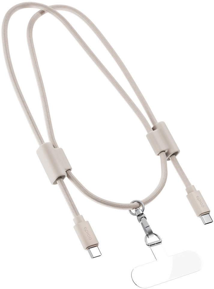 Epico šňůrka na telefon s USB-C na USB-C kabelem - béžová