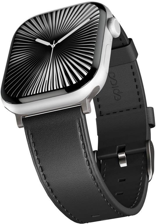 Epico kožený řemínek pro Apple Watch SE (40mm)/Series 1-9 (38/40/41mm) 10-11 (42mm) - černá
