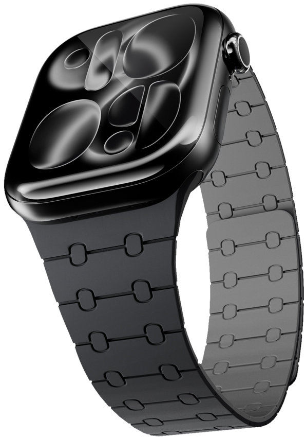Epico Magnetic+ Silicone Apple Watch SE 44mm/Series 1-9 42/44/45mm, 10-11 46mm/Ultra 49mm - černá