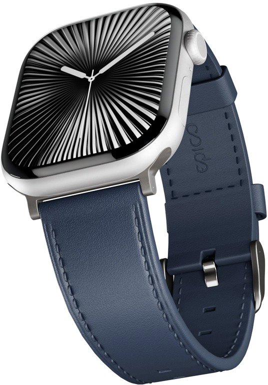 Epico kožený řemínek pro Apple Watch SE/Series 1-9 (42/44/45mm)/10-11 (46mm)/Ultra (49mm) - modrá