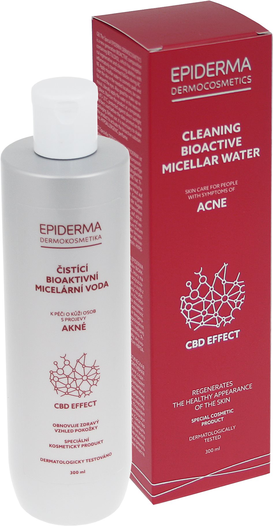 EPIDERMA bioaktivní CBD čisticí bioaktivní micelární voda 300 ml