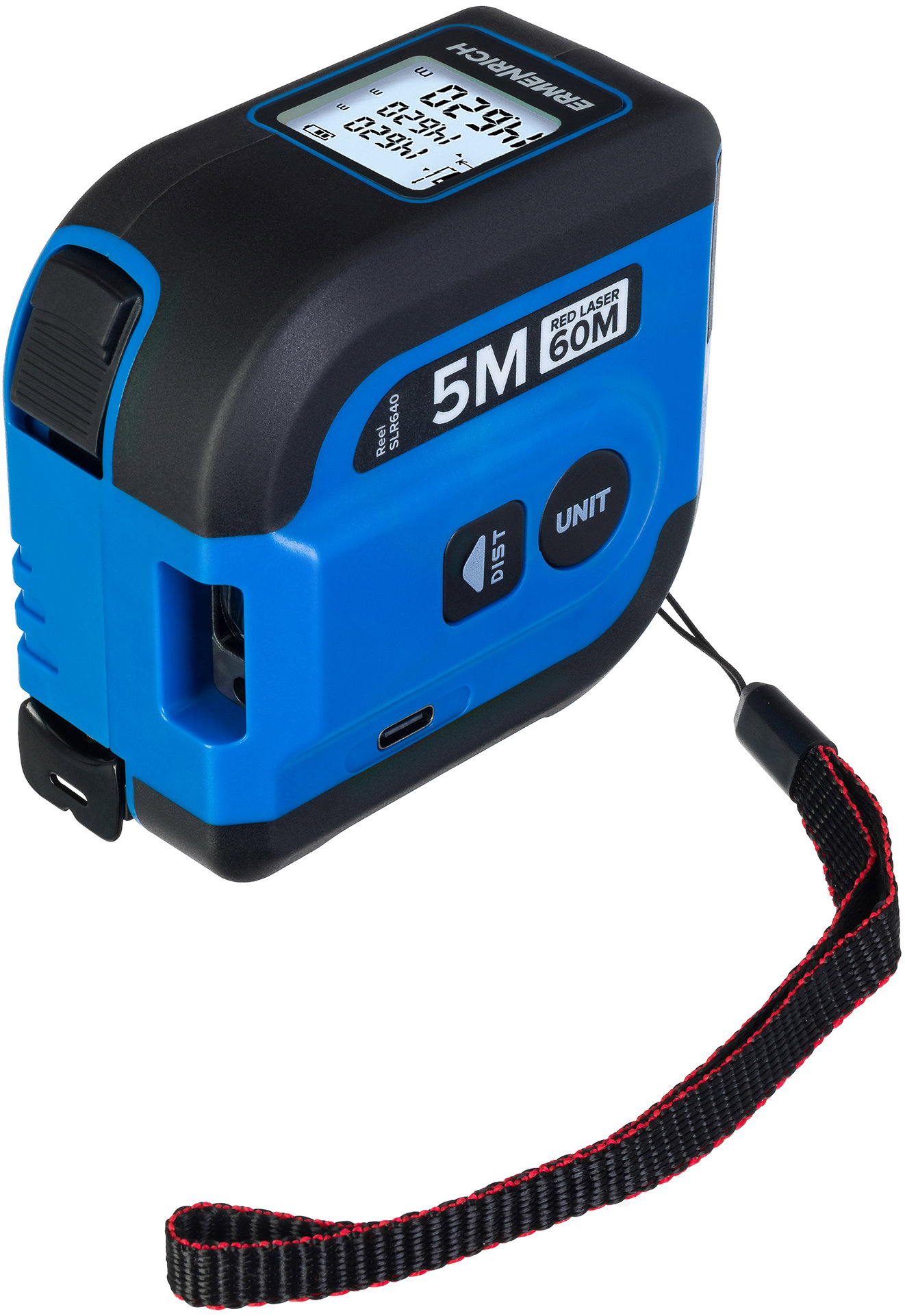 ERMENRICH Laserový dálkoměr 60 m Reel Laser Tape Measure Violet SLR640 (1 X 0,39 Ah)