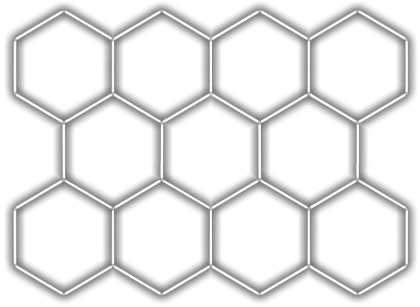Escape6 Kompletní LED hexagonové svítidlo bílé 6500 K, rozměr 11 elementů 336 × 238 cm