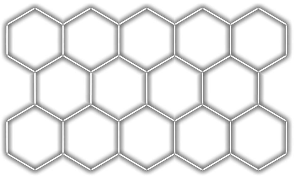 Escape6 Kompletní LED hexagonové svítidlo bílé 6500 K, rozměr 14 elementů 420 × 238 cm