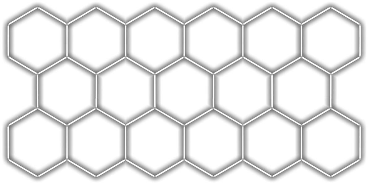 Escape6 Kompletní LED hexagonové svítidlo bílé 6500 K, rozměr 17 elementů 504 × 238 cm