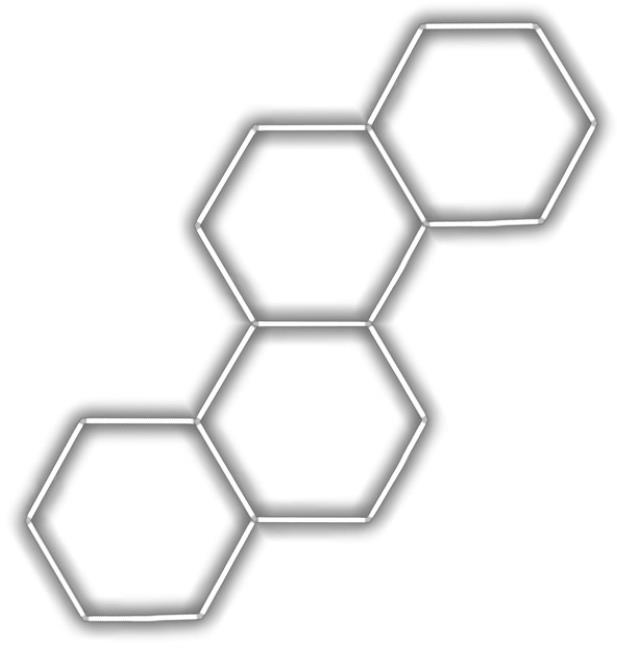 Escape6 Kompletní LED hexagonové svítidlo bílé 6500 K, rozměr 4 elementy 166 × 288 cm