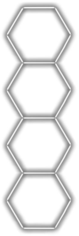 Escape6 Kompletní LED hexagonové svítidlo bílé 6500 K, rozměr 4 elementy 97 × 327 cm