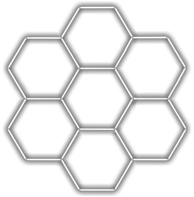 Escape6 Kompletní LED hexagonové svítidlo bílé 6500 K, rozměr 7 elementů 238 × 252 cm