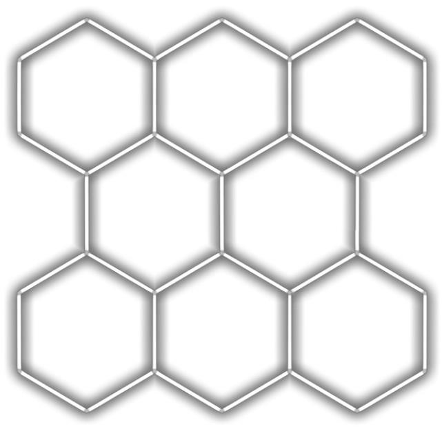 Escape6 Kompletní LED hexagonové svítidlo bílé 6500 K, rozměr 8 elementů 252 × 238 cm