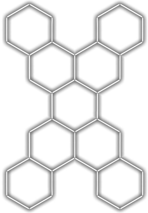 Escape6 Kompletní LED hexagonové svítidlo bílé 6500 K, rozměr 9 elementů 246 × 386 cm, tvar X