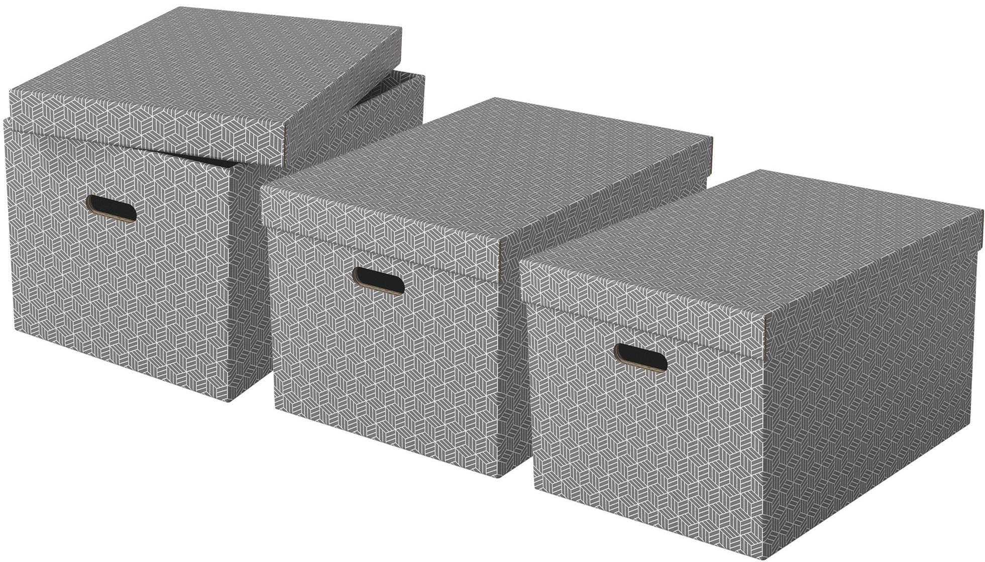 Set 3 archivačních krabic ESSELTE Home ve velikosti L, šedé.