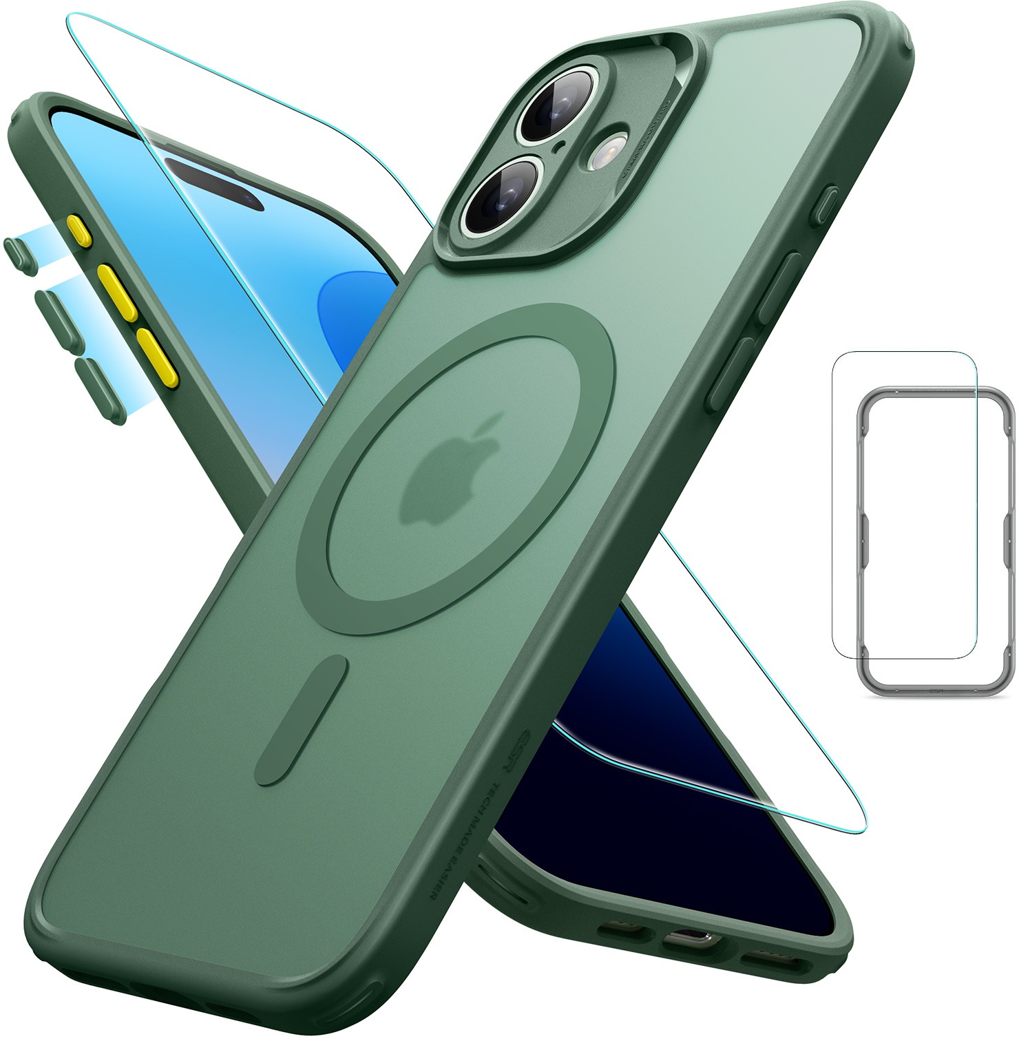 ESR Classic Pro Case (HaloLock) Set, Compatible with iPhone 16 Plus, Frosted Green