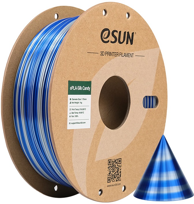 eSUN ePLA-Silk Candy 1kg Silver Blue - 3D tisková filament