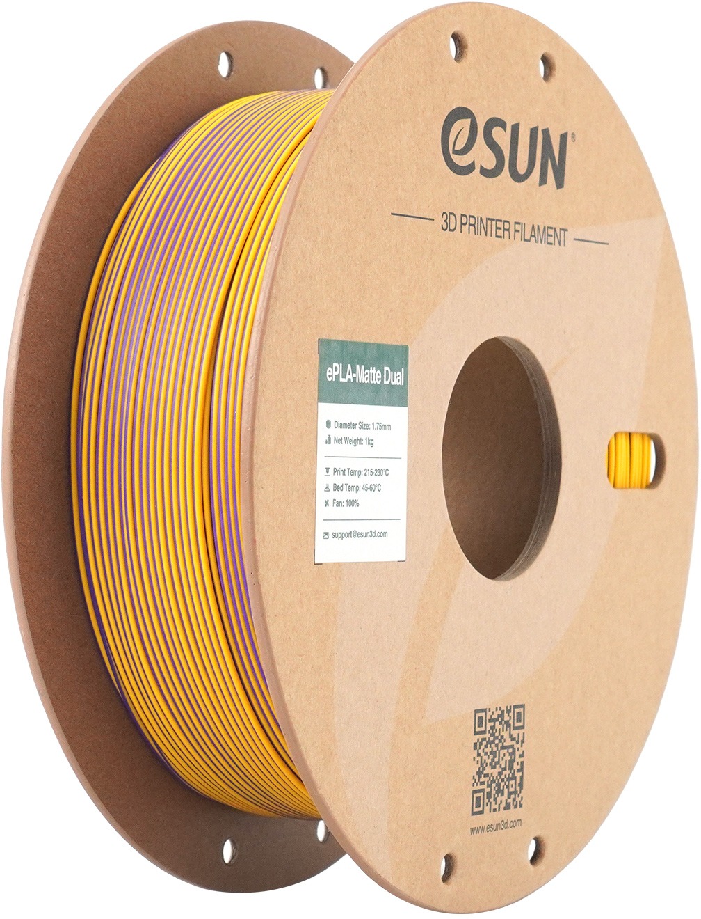 eSUN ePLA-Dual Matte 1kg Purple Yellow - revoluční filament pro 3D tisk s výjimečnými výsledky a snadným tiskem.
