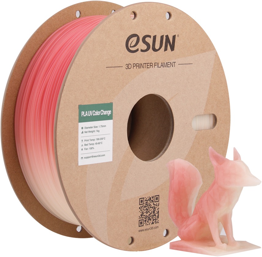 Filament ESUN PLA-UV Color Change 1kg v červené barvě.