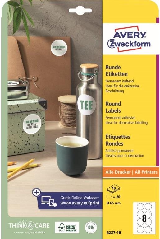 Kulaté samolepící etikety Avery Zweckform 6227-10