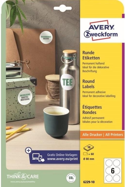 Kulaté samolepící etikety Avery Zweckform 6229-10