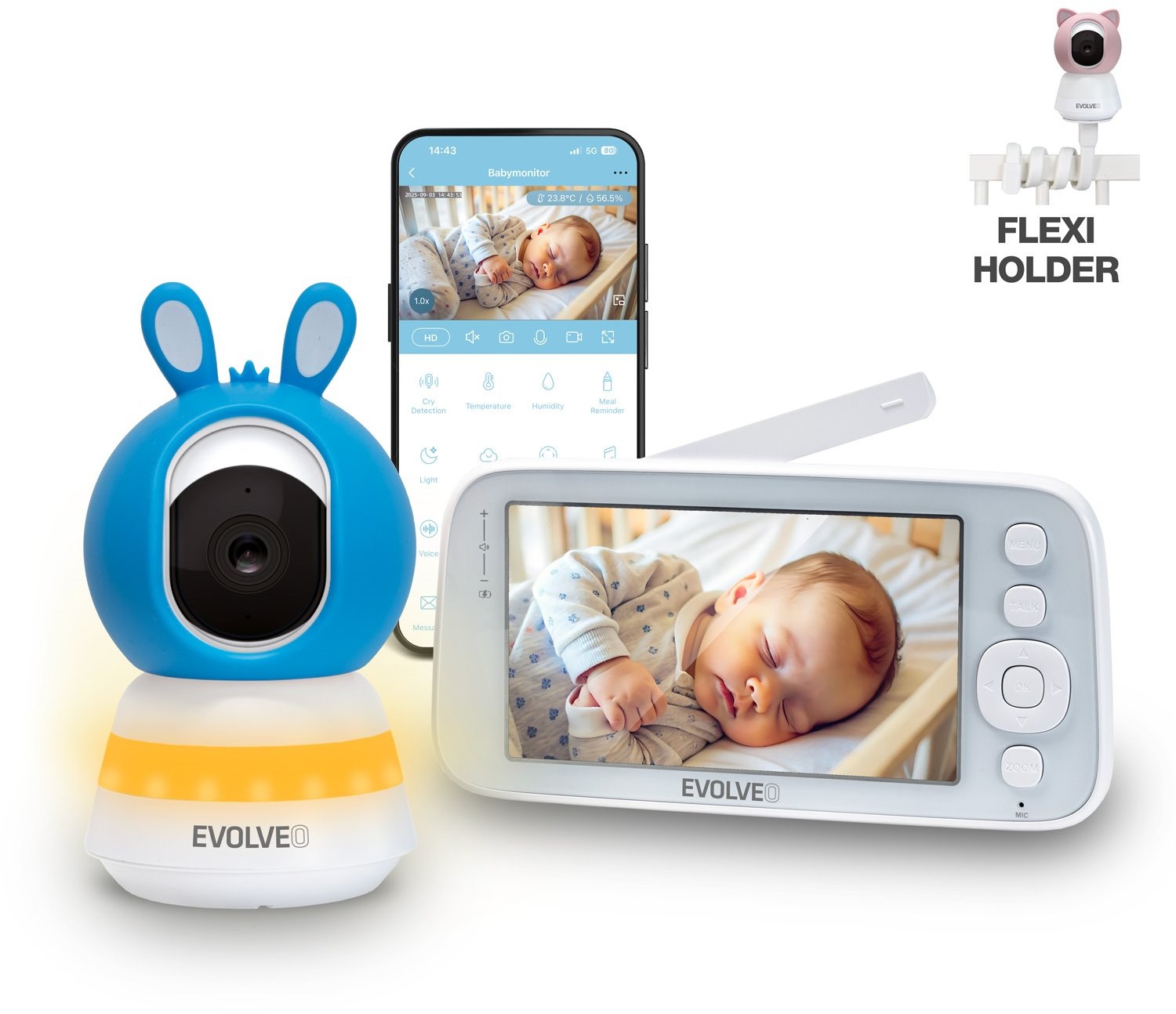 EVOLVEO Baby Monitor N5, modrá