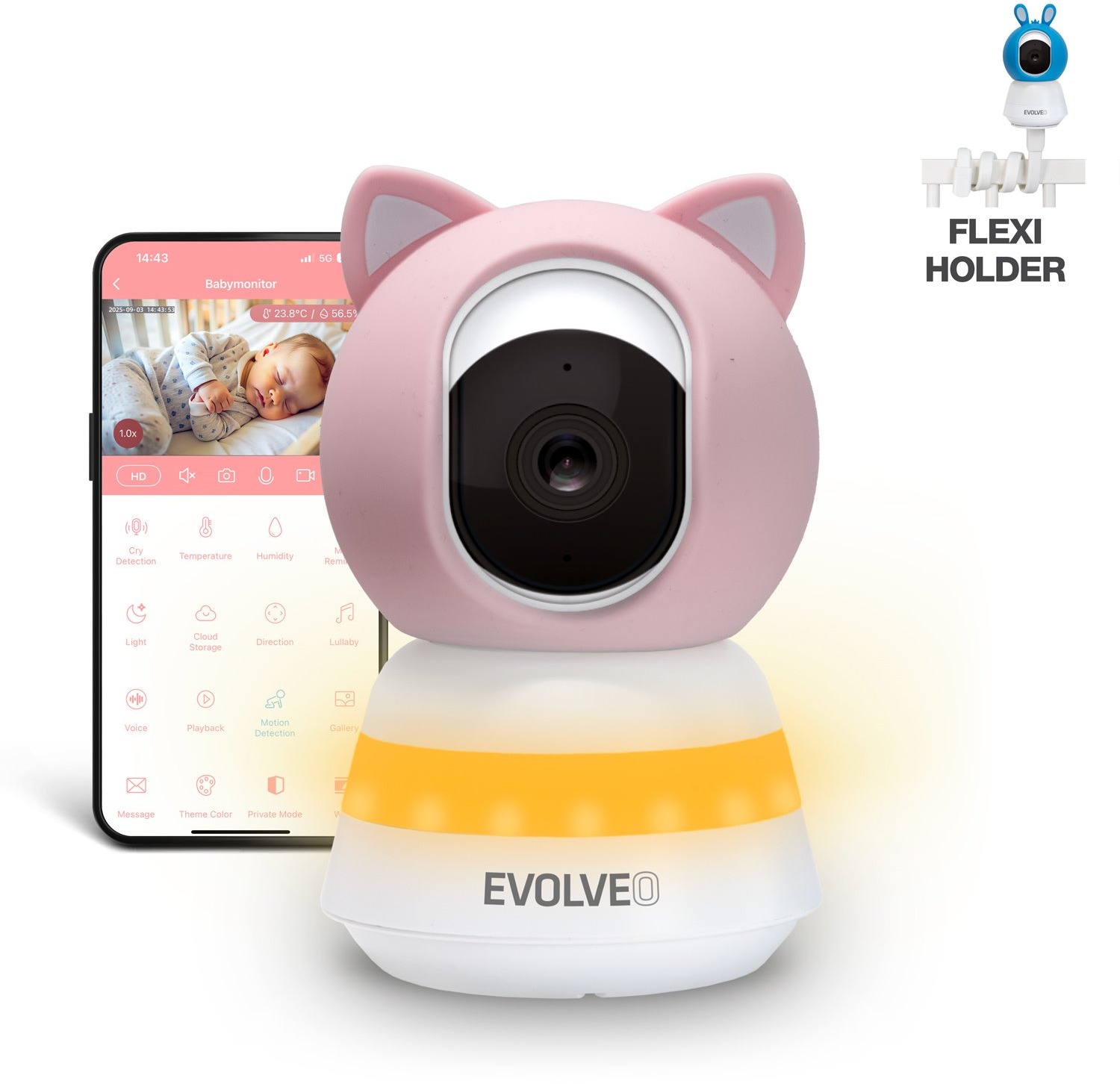 EVOLVEO Baby Monitor LUX, růžová