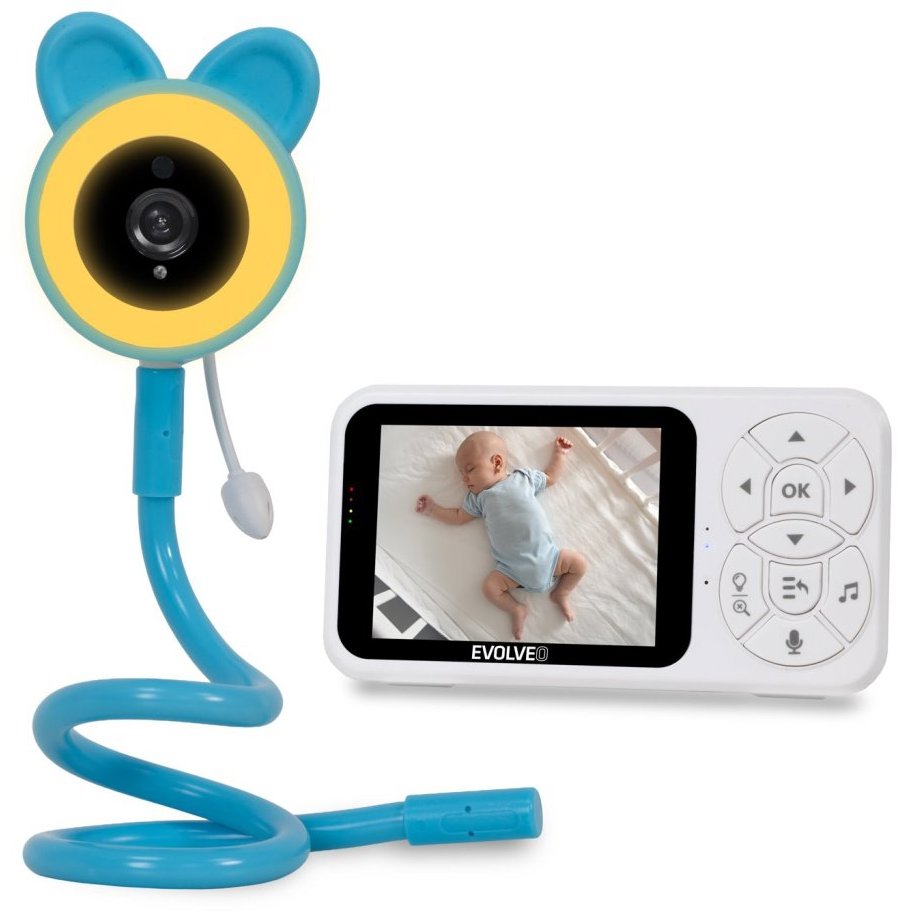 EVOLVEO Baby Monitor N35 s kamerou, VOX, teploměr, noční vidění, RGB světlo, modrá