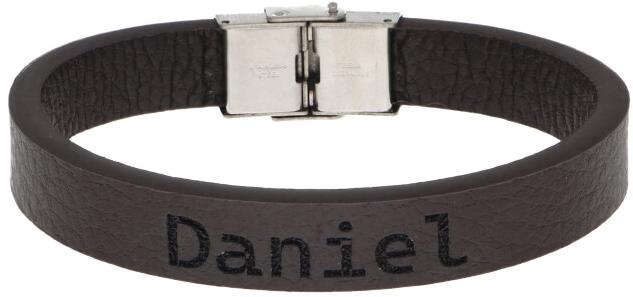 Ewena Kožený náramek hnědý se jménem Daniel