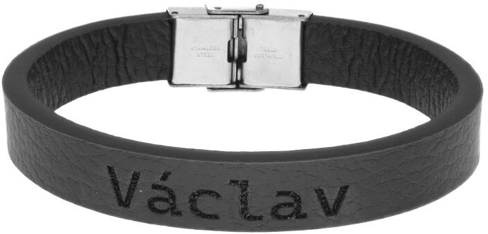 Ewena Kožený náramek černý se jménem Václav