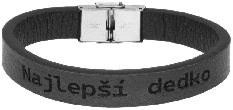 Ewena Kožený náramek černý Najlepší dedko