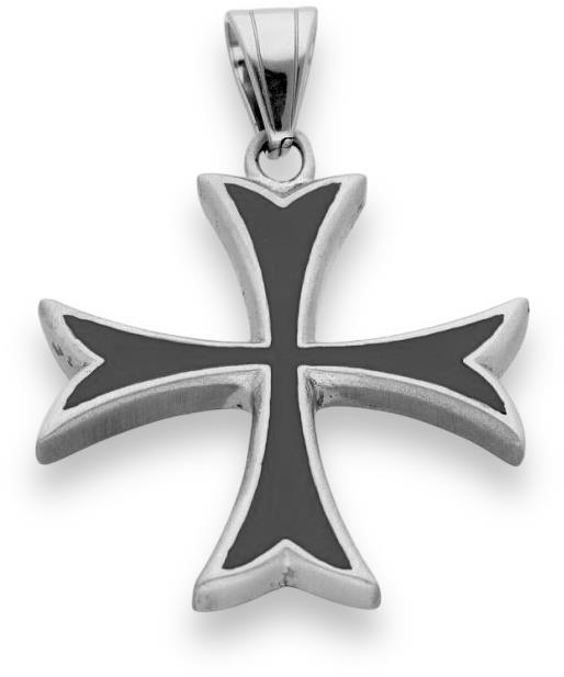 Ewena Přívěsek Rytířský Templářský kříž stříbrno černý