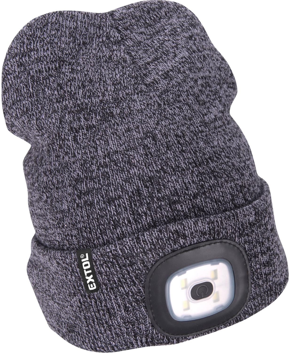 EXTOL LIGHT Čepice s čelovkou 4×45 lm, šedá/černá UNI