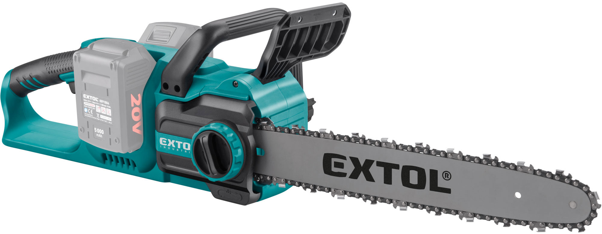 EXTOL INDUSTRIAL Pila řetězová AKU SHARE20V, 40 cm, Brushless, bez baterie a nabíječky, 8791921