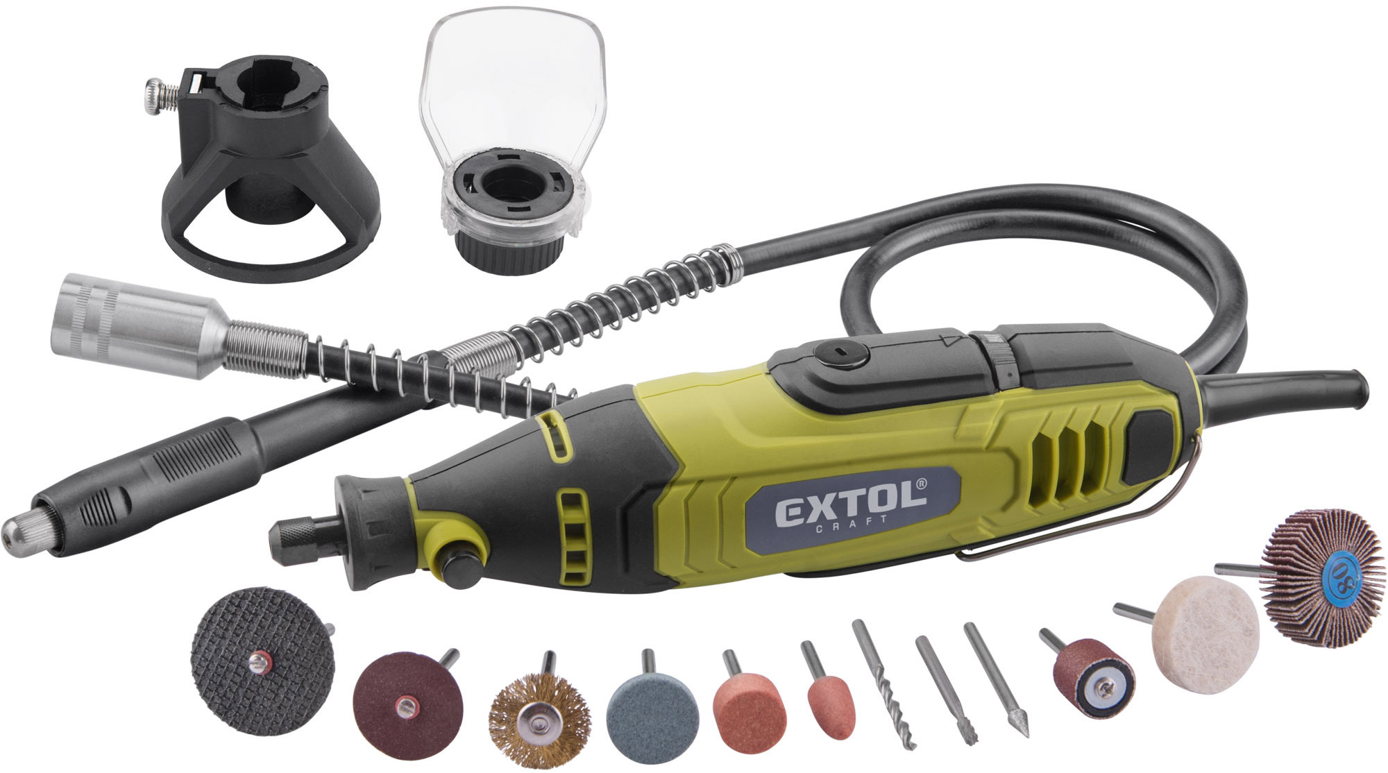 EXTOL CRAFT Bruska přímá s ohebným nástavcem, 210 ks, 135 W 404117