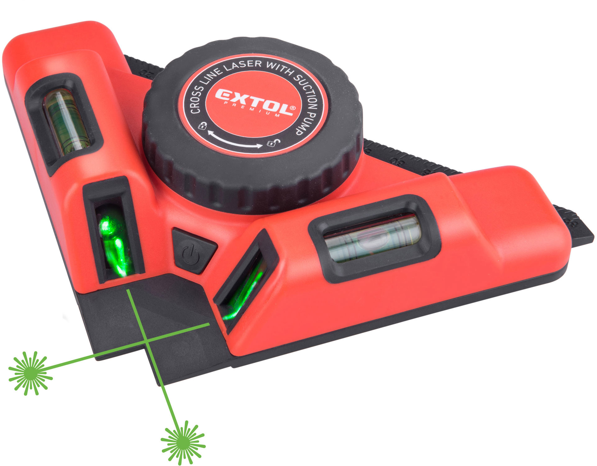 EXTOL PREMIUM Laser zelený-úhelník 90°, s elektr. přísavným modulem 8823303