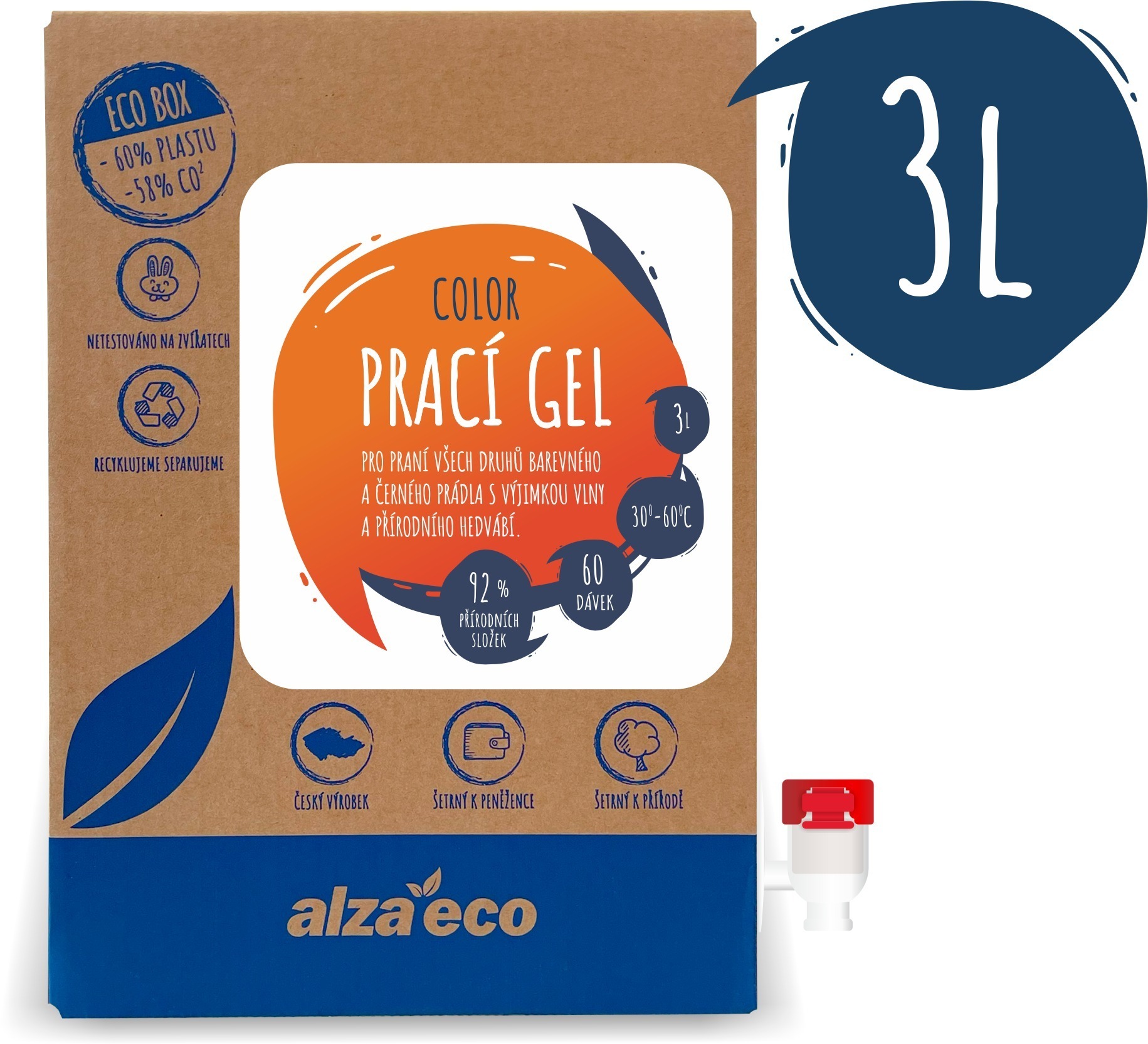 AlzaEco Prací gel Color 3 l