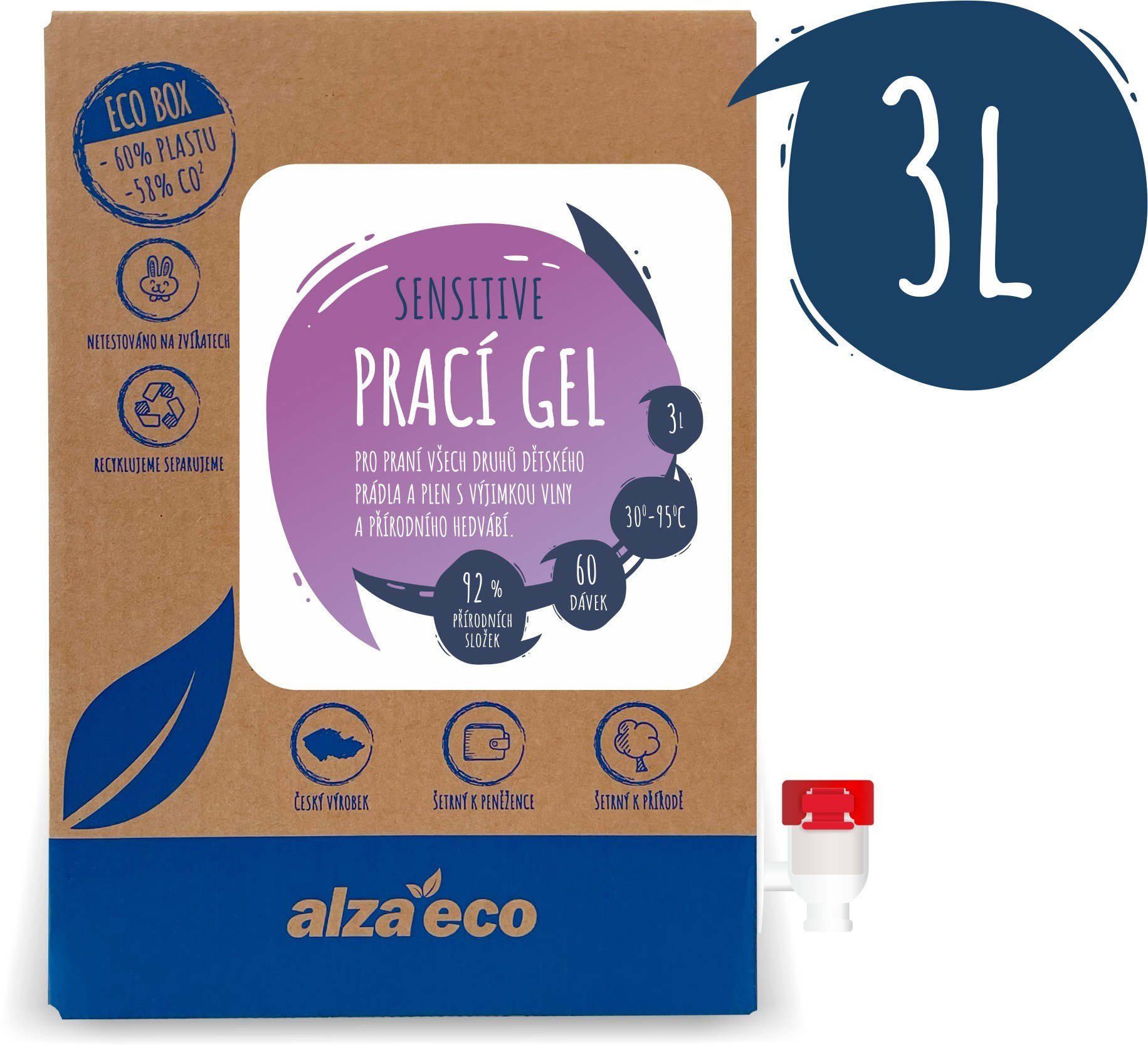 AlzaEco Prací gel Sensitive 3 l